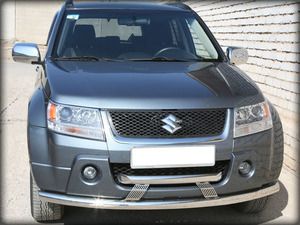 Дуга передняя по низу бампера d-60 радиусная двойная (GVN_8.1) для Suzuki Grand Vitara (2012)