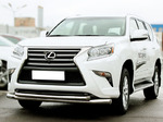 Дуга передняя по низу бампера d-76+60 радиусная двойная для Lexus GX460 13+